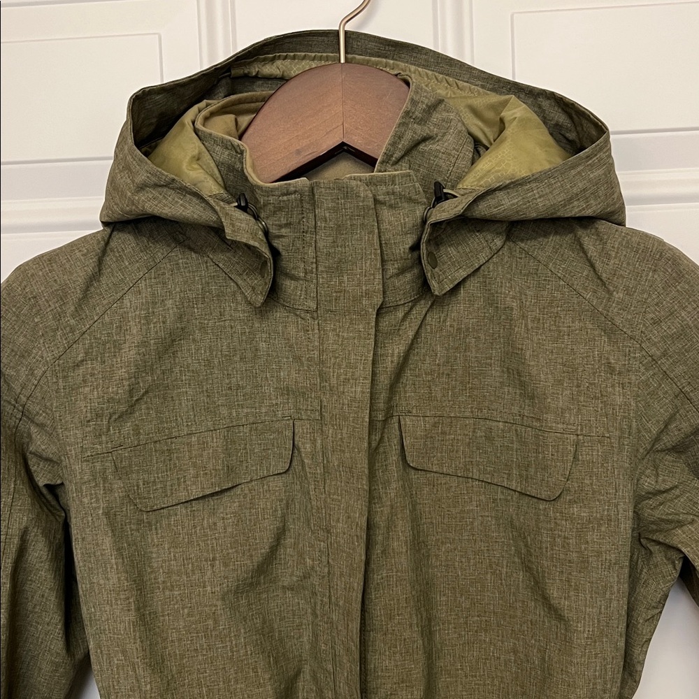 REI Olive Rain Coat with Hood - Picture 3 of 5